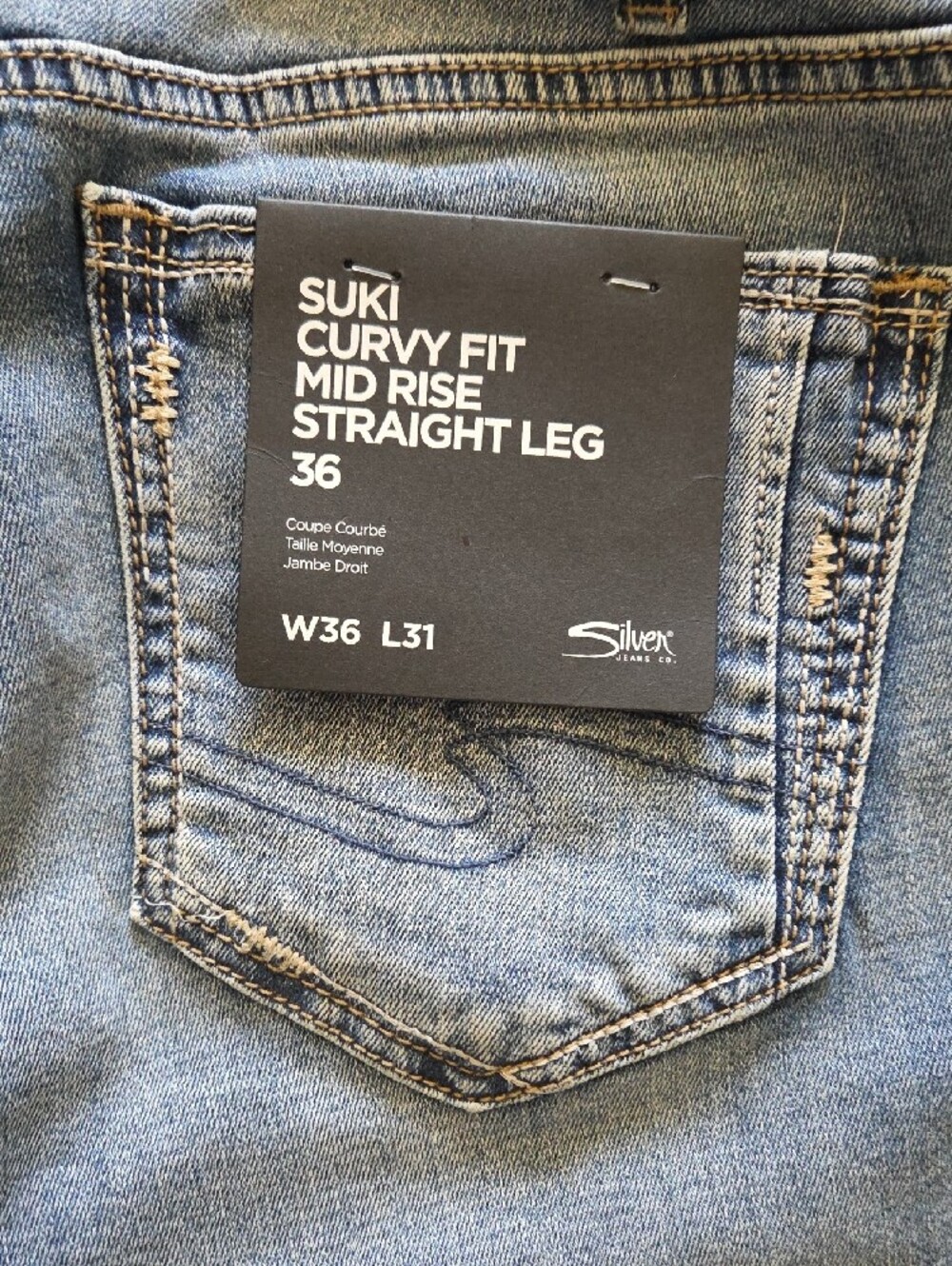 Silver Jeans Brand New Suki Straight Womens 36 X 31